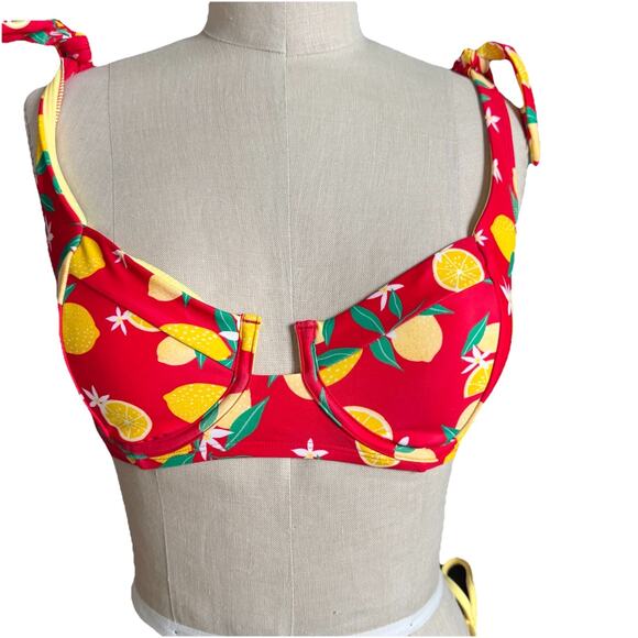 Yellow And Red Lemon Bikini ,With Tie Detail Size Small - Picture 2 of 8